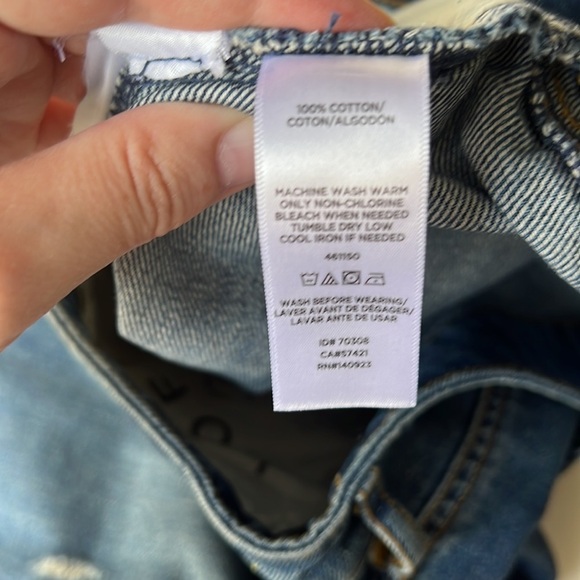 LOFT Denim Cotton Distressed Front Cut Out Skirt Size 6 - Picture 11 of 15